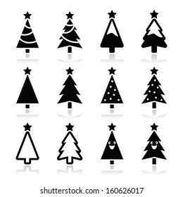 Christmas tree vector icons set 