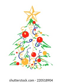 Christmas tree, vector illustration