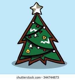 Christmas tree, Vector illustration.