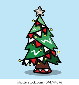 Christmas tree, Vector illustration.