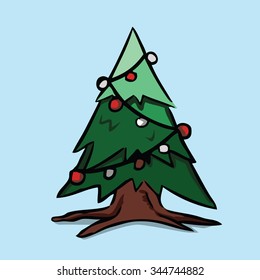 Christmas tree, Vector illustration.