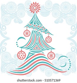Christmas tree. Vector illustration.