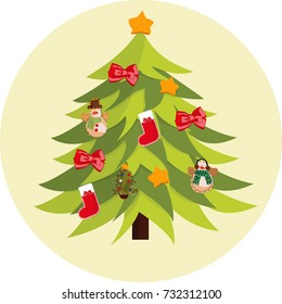 Christmas tree. Vector illustration.