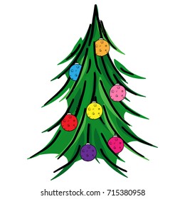 Christmas tree. Vector illustration Christmas balls. Christmas tree decoration.