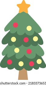 Christmas tree vector illustration. Can be used for greeting card, invitation, banner, web design.