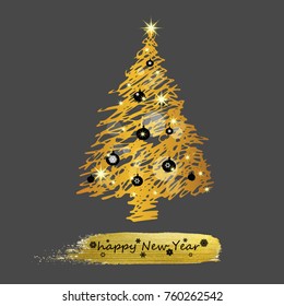 Christmas tree, vector illustration. Can be used for greeting card, invitation, banner, web design.