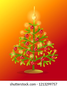 Christmas tree. Vector illustration in cartoon style.