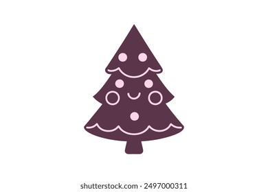 Christmas tree vector illustration with cartoon, clipart, and line art design for digital use