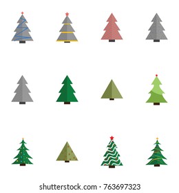 Christmas tree vector illustration collection set
