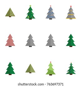 Christmas tree vector illustration collection set