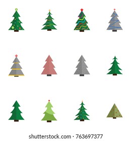 Christmas tree vector illustration collection set