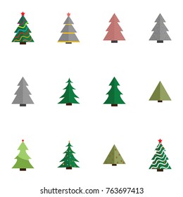 Christmas tree vector illustration collection set