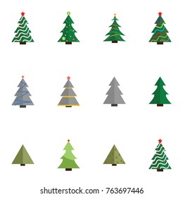 Christmas tree vector illustration collection set