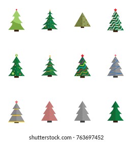 Christmas tree vector illustration collection set