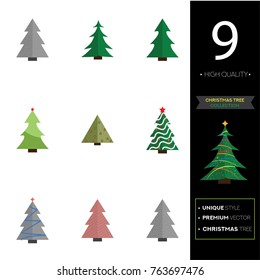 Christmas tree vector illustration collection set