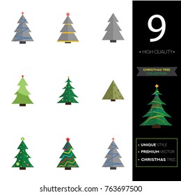 Christmas tree vector illustration collection set