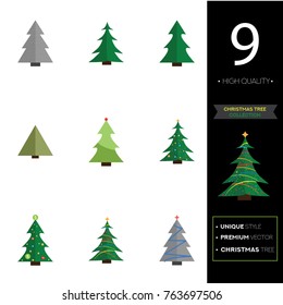 Christmas tree vector illustration collection set