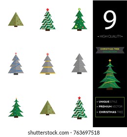 Christmas tree vector illustration collection set
