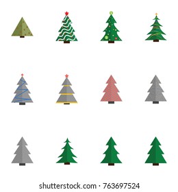 Christmas tree vector illustration collection set