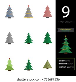 Christmas tree vector illustration collection set