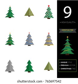 Christmas tree vector illustration collection set