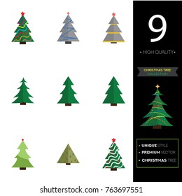 Christmas tree vector illustration collection set