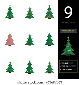 Christmas tree vector illustration collection set