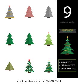 Christmas tree vector illustration collection set