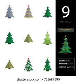 Christmas tree vector illustration collection set