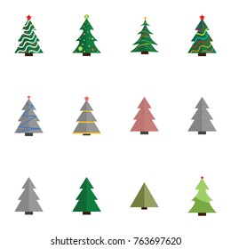 Christmas tree vector illustration collection set