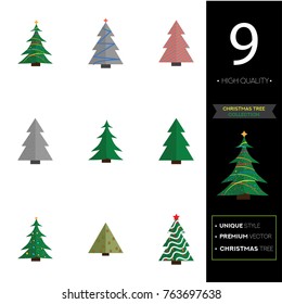 Christmas tree vector illustration collection set