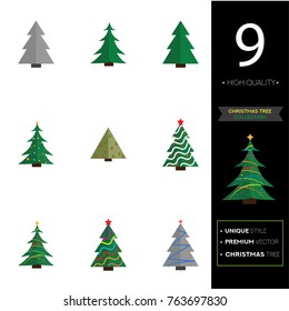 Christmas tree vector illustration collection set