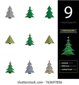 Christmas tree vector illustration collection set