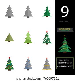 Christmas tree vector illustration collection set