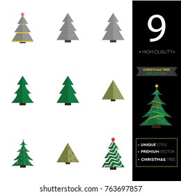 Christmas tree vector illustration collection set