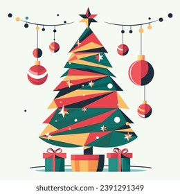 Weihnachtsbaum Vektor Illustration Bunte Feier Dekoration