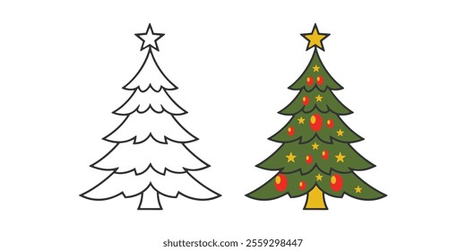 Christmas tree vector illustration design. Merry Christmas tree logo icon. on a white background.