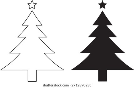 Diseño de Ilustración vectorial de árbol de Navidad. Icono del logotipo del árbol de Navidad feliz.