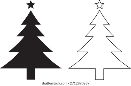 Christmas tree vector illustration design. Merry Christmas tree logo icon.