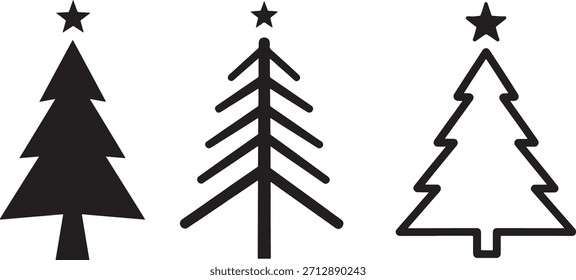 Diseño de Ilustración vectorial de árbol de Navidad. Icono del logotipo del árbol de Navidad feliz.