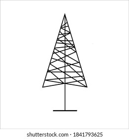 Árbol de Navidad. Ilustración vectorial en estilo doodle. Objeto aislado sobre un fondo blanco. Diseño de elementos de Año Nuevo para vacaciones de invierno, libros infantiles, coloreado, afiche, tarjeta de saludo.