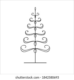 Árbol de Navidad. Ilustración vectorial en estilo doodle. Objeto aislado sobre un fondo blanco. Diseño de elementos de Año Nuevo para vacaciones de invierno, libros infantiles, coloreado, afiche, tarjeta de saludo.