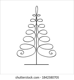 Christmas tree. Vector illustration in doodle style. Isolated object on a white background. New Year elements design  for  winter holidays, children books, coloring,poster, greeting card.