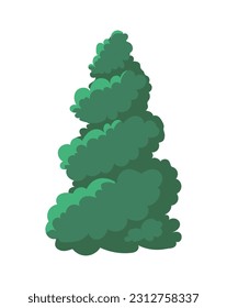 Christmas tree vector illustration. Evergreen plant with leaves. Natural landscape and panorama. Forest or garden. Winter season symbol. Cartoon flat graphic element isolated on white background