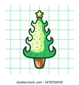 Christmas tree vector illustration. Flat illustration on isolated background. Winter vibes. Holiday.