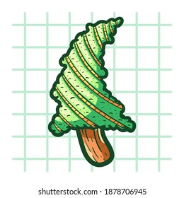 Ilustración vectorial de árbol de Navidad. Ilustración plana sobre el fondo aislado. Vibes de invierno. Vacaciones.