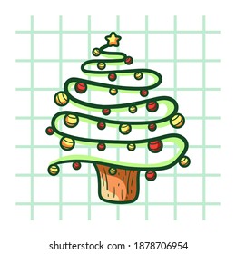 Christmas tree vector illustration. Flat illustration on isolated background. Winter vibes. Holiday.