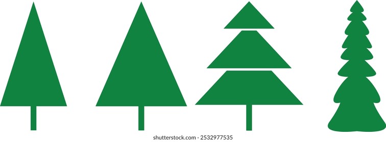 Christmas tree vector illustration green colure on white background   