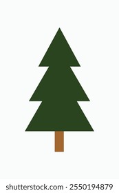 Christmas tree. Vector illustration. Green Christmas tree design element for New Year's holiday decor. 