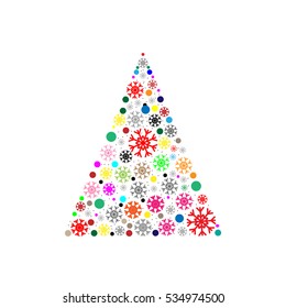 Christmas tree, vector illustration, greeting card